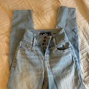 Hollister Women's Sky Blue High Rise Mom Jeans